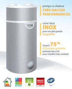 Chauffe eau thermodynamique "Edel 200L"Cuve inox
